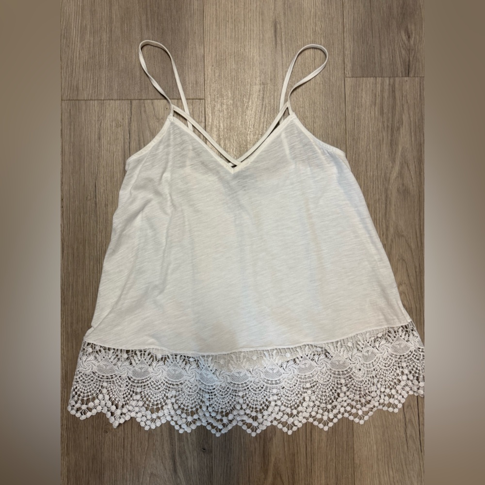 Express White Lace Trim Cami Top